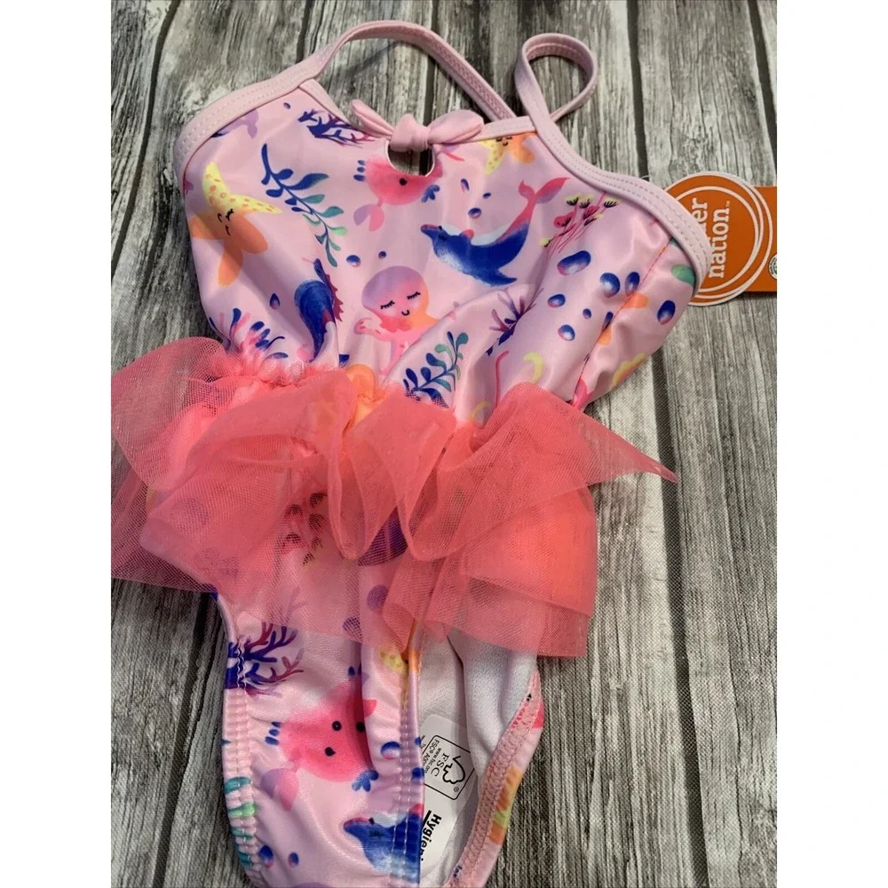 Wonder Nation Baby‎ Bathing Suit Size 18  Months Pink Tutu One Piece Swim